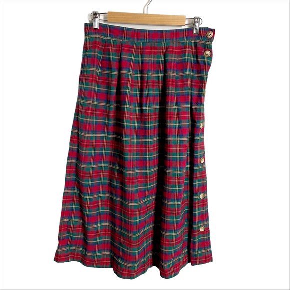 Vintage Dresses & Skirts - 1980s vintage cotton plaid skirt - size 12